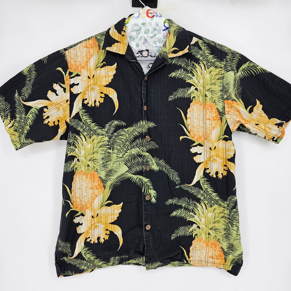Tommy Bahama Shirt Mens Medium Floral Hawaiian Camp All Over Print FLAWS